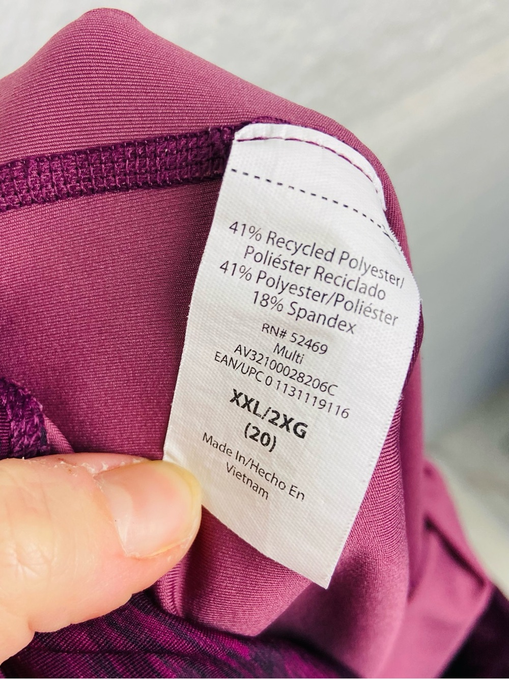 Avia Magenta & Dark Purple Camo phone pocket yoga athletic Leggings size XXL - Picture 10 of 12